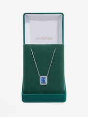 Jon Richard Silver Tone Cubic Zirconia Emerald Cut Sapphire Pendant - Image 1 of 4