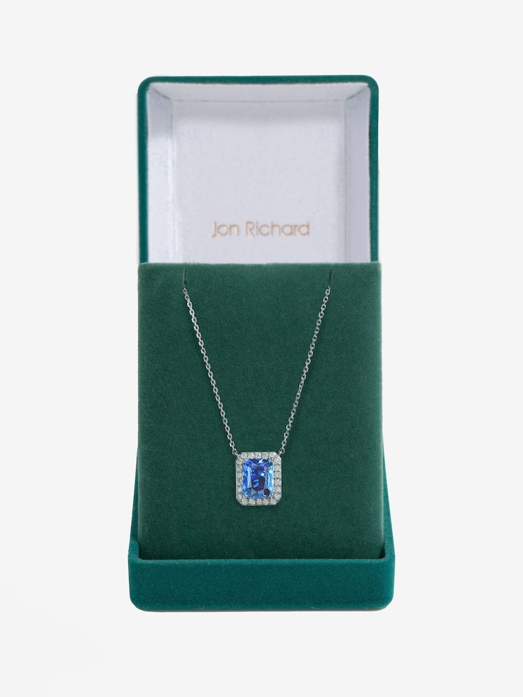 Jon Richard Silver Tone Cubic Zirconia Emerald Cut Sapphire Pendant - Image 1 of 4