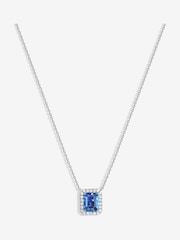 Jon Richard Silver Tone Cubic Zirconia Emerald Cut Sapphire Pendant - Image 2 of 4