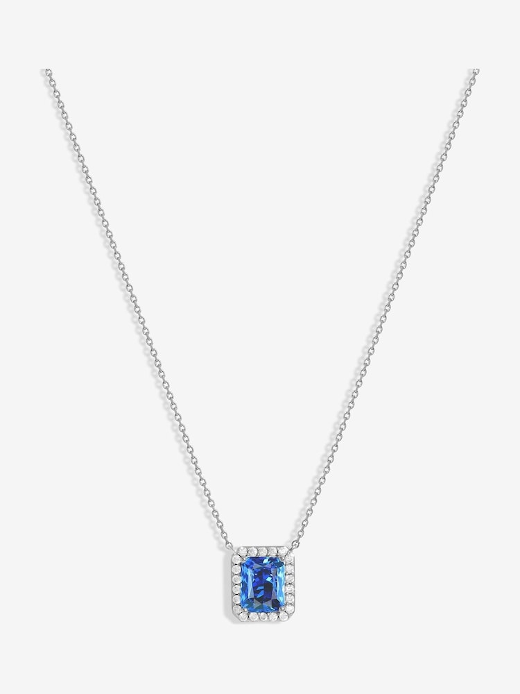 Jon Richard Silver Tone Cubic Zirconia Emerald Cut Sapphire Pendant - Image 2 of 4