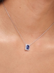 Jon Richard Silver Tone Cubic Zirconia Emerald Cut Sapphire Pendant - Image 3 of 4