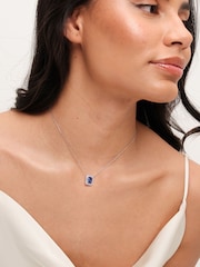 Jon Richard Silver Tone Cubic Zirconia Emerald Cut Sapphire Pendant - Image 4 of 4