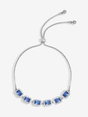 Jon Richard Silver Tone Cubic Zirconia Emerald Cut Sapphire Toggle Gift Boxed Bracelet - Image 1 of 3