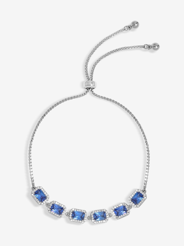 Jon Richard Silver Tone Cubic Zirconia Emerald Cut Sapphire Toggle Gift Boxed Bracelet - Image 1 of 3