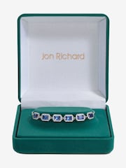 Jon Richard Silver Tone Cubic Zirconia Emerald Cut Sapphire Toggle Gift Boxed Bracelet - Image 2 of 3