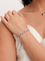 Jon Richard Silver Tone Cubic Zirconia Emerald Cut Sapphire Toggle Gift Boxed Bracelet - Image 3 of 3