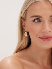 Jon Richard Gold Tone Chunky Ridge Dome Earrings - Image 3 of 3