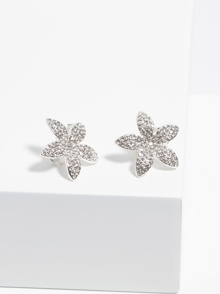 Jon Richard Gold Tone Pave Floral Earrings - Image 2 of 3