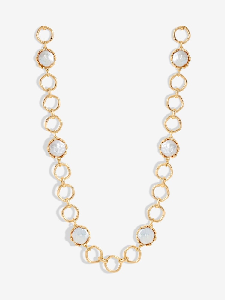 Jon Richard Gold Tone Baroque Pearl Polished Chain Necklace - Image 1 of 3