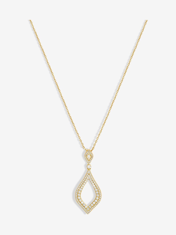 Jon Richard Gold Tone Cubic Zirconia Open Pear Pendant Necklace - Image 2 of 4