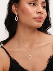 Jon Richard Gold Tone Cubic Zirconia Open Pear Pendant Necklace - Image 3 of 4