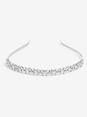 Jon Richard Silver Tone Crystal Floral Print Single Row Headband - Image 1 of 3