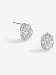 Jon Richard Silver Tone Cubic Zirconia Dome Earrings - Image 1 of 3