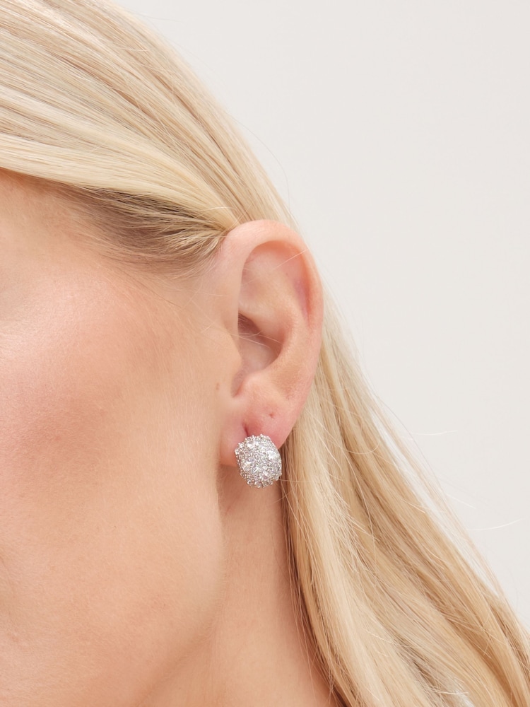 Jon Richard Silver Tone Cubic Zirconia Dome Earrings - Image 2 of 3
