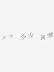 Jon Richard Silver Tone Clover Earrings Pack Of 3 - Image 1 of 3