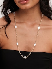 Jon Richard Gold Tone Chain Shell Station Necklace - Image 2 of 3
