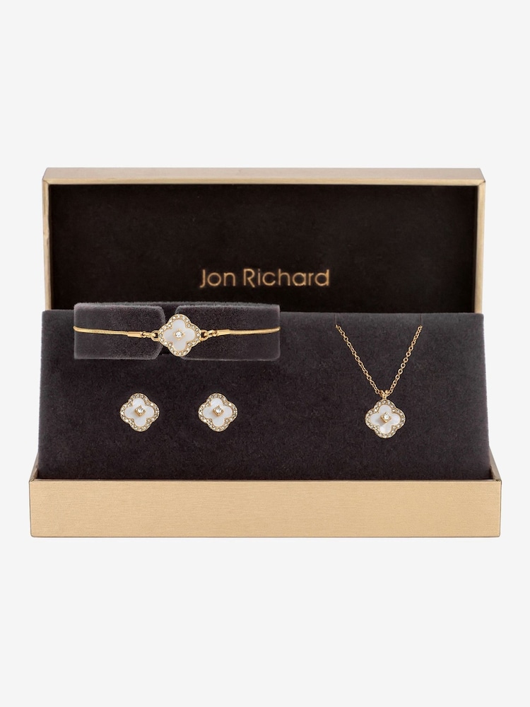 Jon Richard Gold Tone Crystal Clover Trio Set - Image 3 of 3