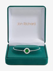 Jon Richard Silver Tone Cubic Zirconia Emerald Halo Toggle Gift Boxed Bracelet - Image 1 of 2
