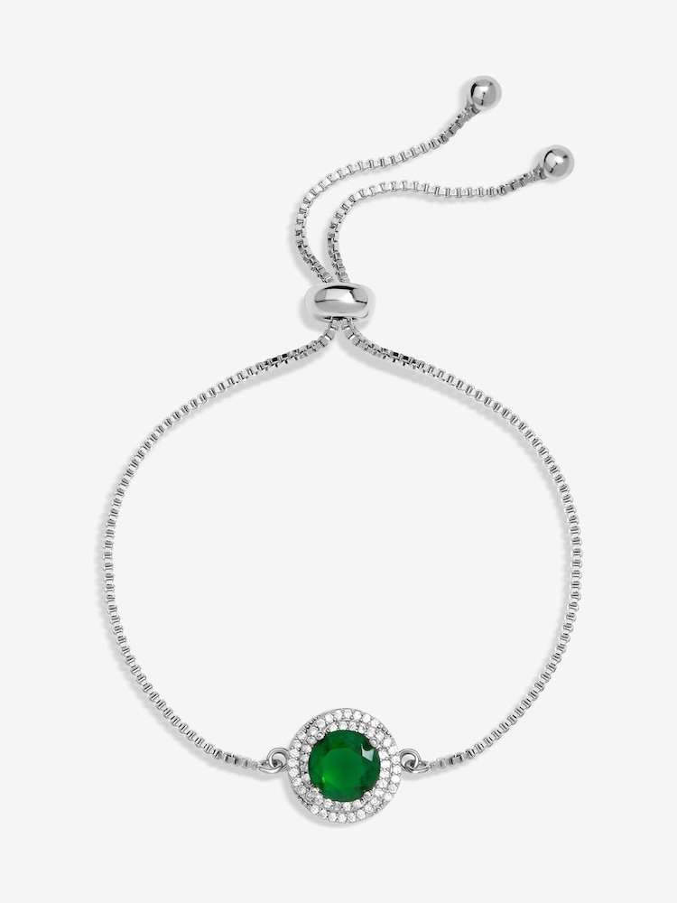 Jon Richard Silver Tone Cubic Zirconia Emerald Halo Toggle Gift Boxed Bracelet - Image 2 of 2