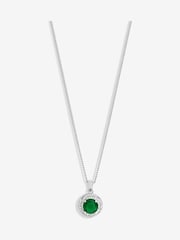 Jon Richard Silver Tone Cubic Zirconia Emerald Halo Gift Boxed Pendant - Image 1 of 4