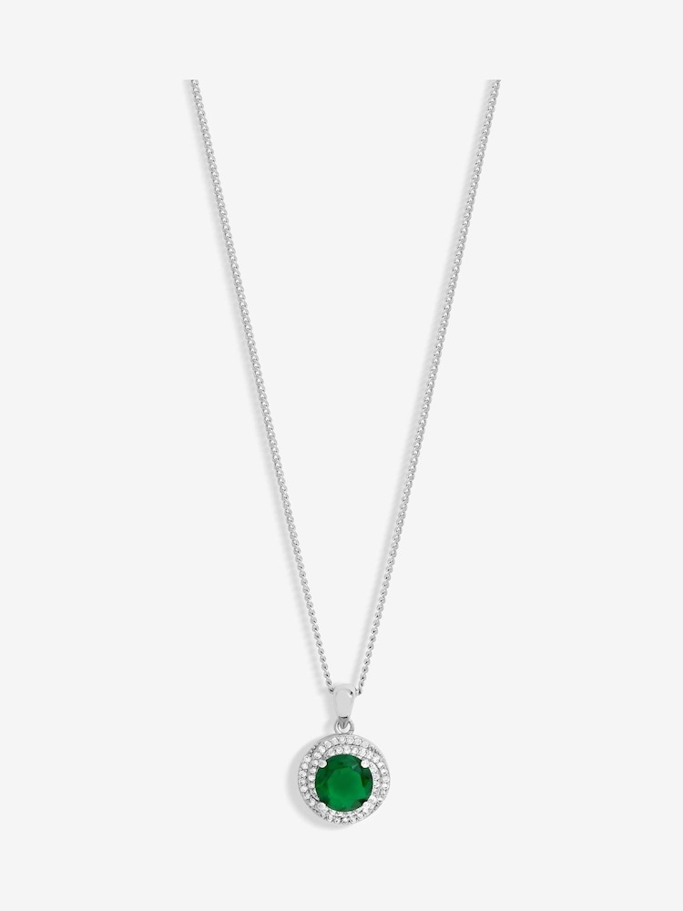Jon Richard Silver Tone Cubic Zirconia Emerald Halo Gift Boxed Pendant - Image 1 of 4