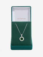 Jon Richard Silver Tone Cubic Zirconia Emerald Halo Gift Boxed Pendant - Image 2 of 4