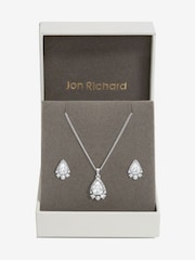 Jon Richard Silver Tone Cubic Zirconia Pear Drop Pearl Set - Image 1 of 5
