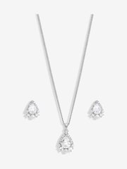 Jon Richard Silver Tone Cubic Zirconia Pear Drop Pearl Set - Image 2 of 5
