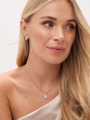 Jon Richard Silver Tone Cubic Zirconia Pear Drop Pearl Set - Image 4 of 5