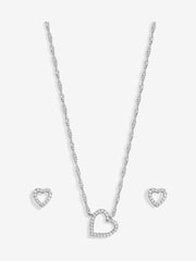 Jon Richard Silver Tone Cubic Zirconia Open Heart Set - Image 1 of 4