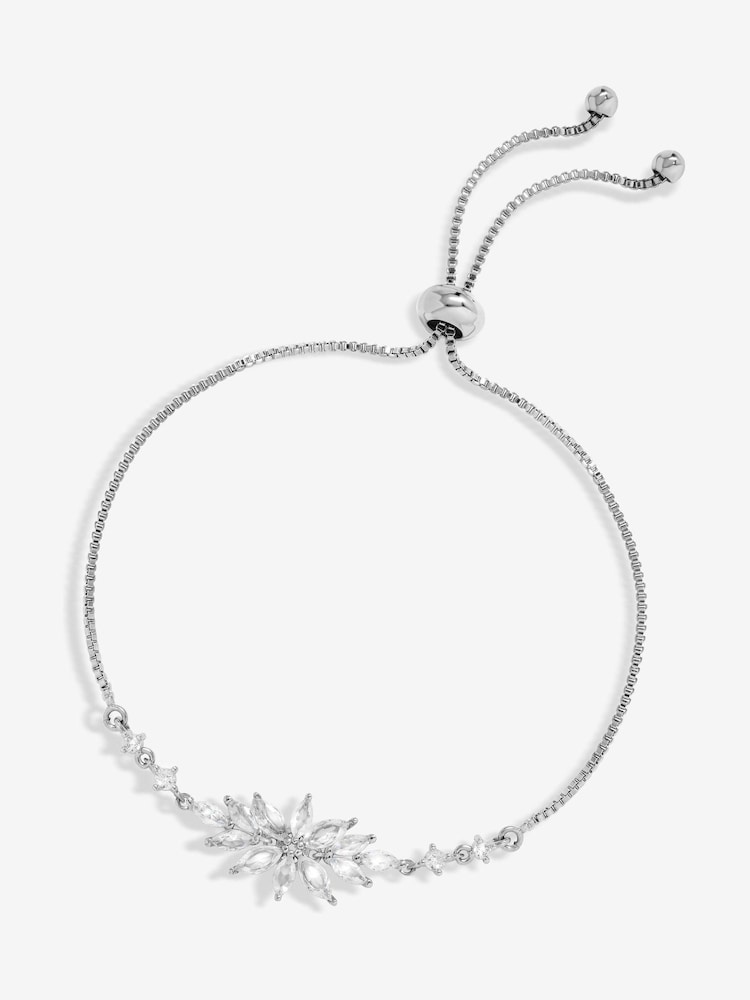 Jon Richard Silver Tone Cubic Zirconia Floral Toggle Bracelet - Image 1 of 3