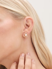 Jon Richard Gold Tone Cubic Zirconia Pearl Flower Clip Earrings - Image 3 of 3