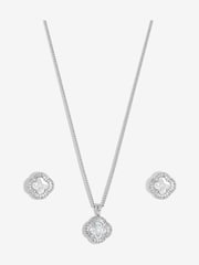 Jon Richard Silver Tone Cubic Zirconia Clover Set - Image 2 of 4