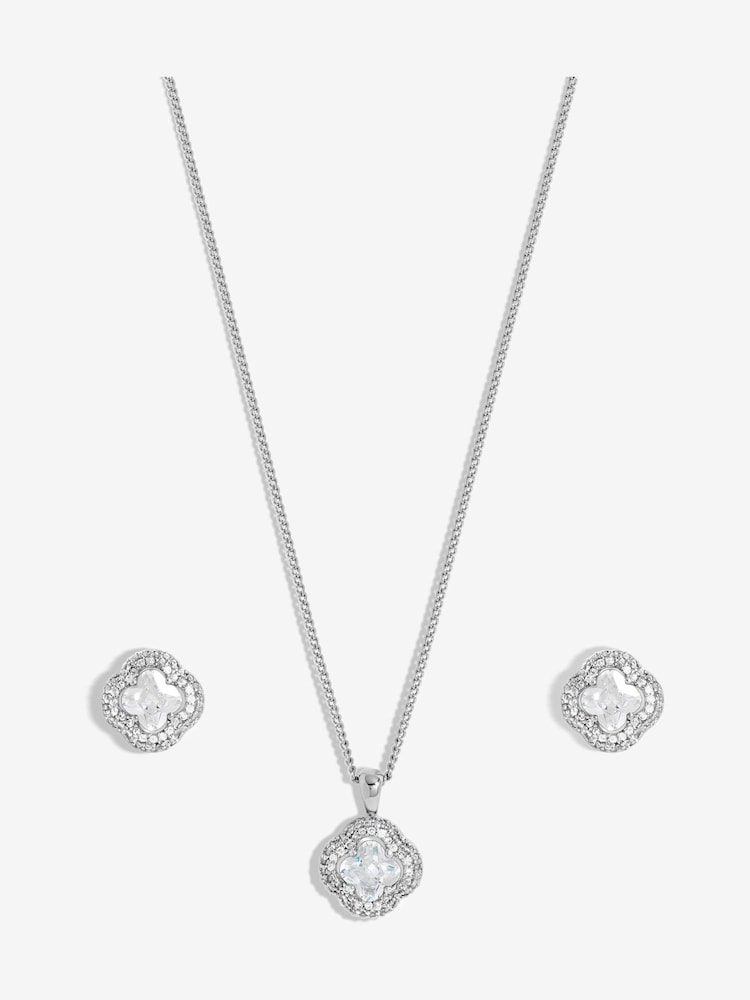 Jon Richard Silver Tone Cubic Zirconia Clover Set - Image 2 of 4