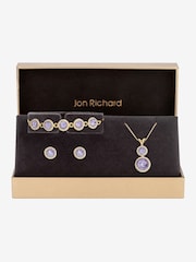 Jon Richard Gold Tone Crystal Lavender Halo Double Solitaire Trio Set - Image 1 of 3