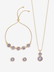 Jon Richard Gold Tone Crystal Lavender Halo Double Solitaire Trio Set - Image 2 of 3