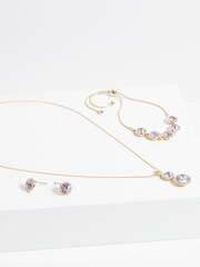 Jon Richard Gold Tone Crystal Lavender Halo Double Solitaire Trio Set - Image 3 of 3