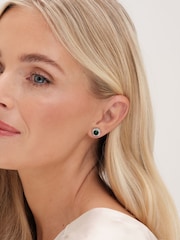 Jon Richard Silver Tone Cubic Zirconia Emerald Halo Stud Earrings - Image 3 of 3