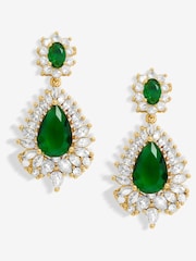 Jon Richard Gold Tone Cubic Zirconia Emerald Statement Earrings - Image 1 of 1