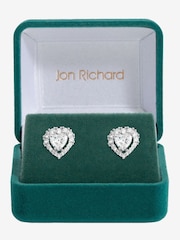 Jon Richard Silver Tone Cubic Zirconia Heart Stud Earrings - Image 1 of 2