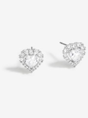Jon Richard Silver Tone Cubic Zirconia Heart Stud Earrings - Image 2 of 2