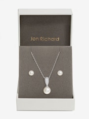 Jon Richard Silver Tone Cubic Zirconia Pearl Set - Image 1 of 3