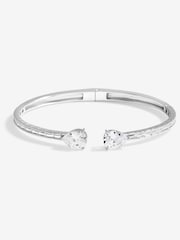 Jon Richard Silver Tone Cubic Zirconia Peardrop Open Hinge Bangle - Image 2 of 3