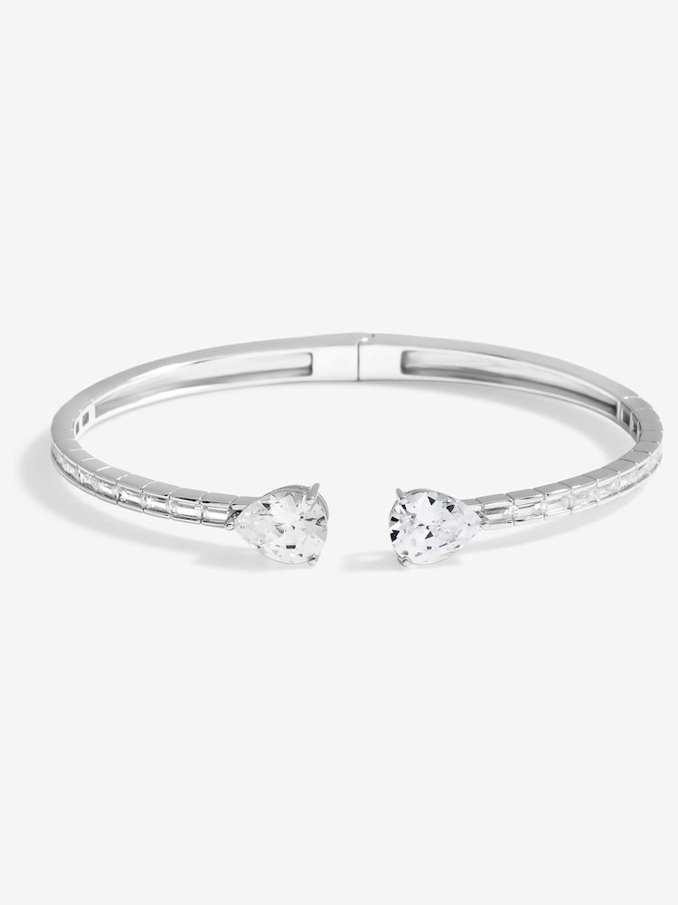 Jon Richard Silver Tone Cubic Zirconia Peardrop Open Hinge Bangle - Image 2 of 3