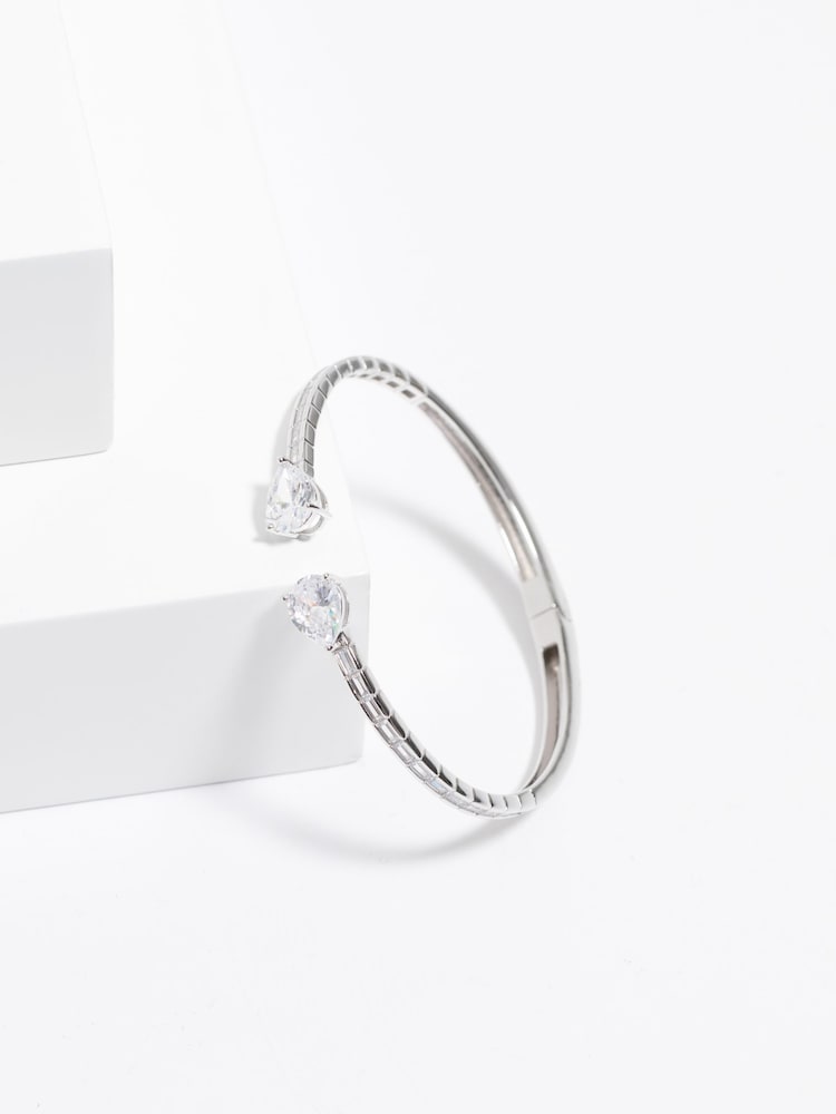 Jon Richard Silver Tone Cubic Zirconia Peardrop Open Hinge Bangle - Image 3 of 3