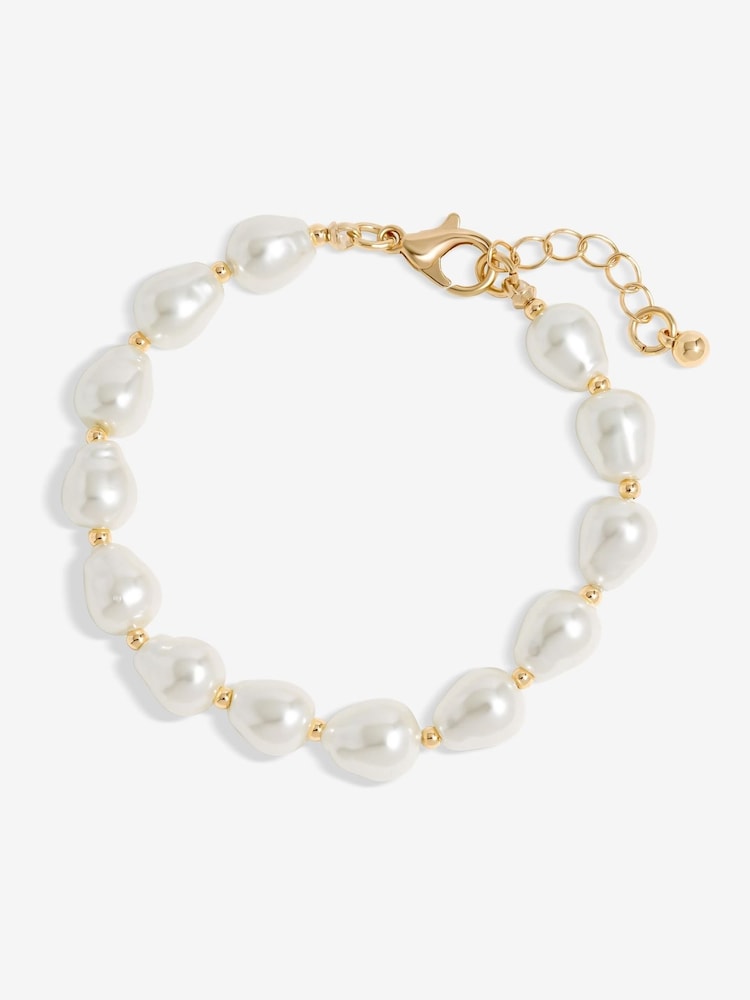 Jon Richard Gold Tone Semi Precious Pearl Bead Bracelet - Image 1 of 3