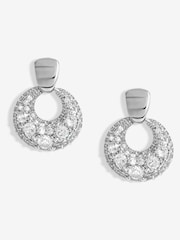 Jon Richard Silver Tone Polished Micro Pave Door Knocker Earrings - Image 1 of 3