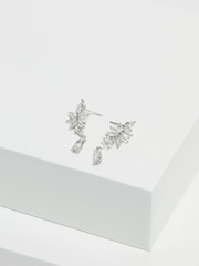 Jon Richard Silver Tone Cubic Zirconia Floral Drop Earrings - Image 2 of 3