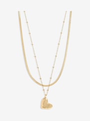 Jon Richard Gold Tone Double Row Molten Heart Necklace - Image 1 of 3