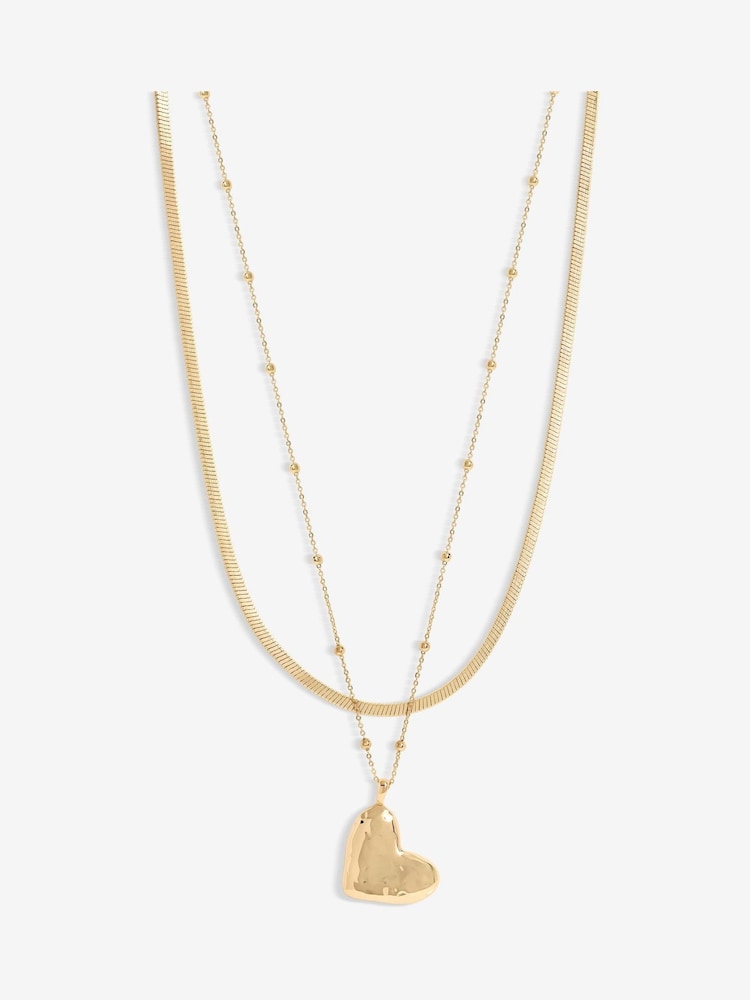 Jon Richard Gold Tone Double Row Molten Heart Necklace - Image 1 of 3